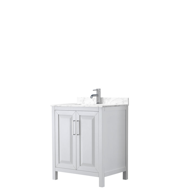 Daria 30'' W Single Vanity, White, White Cultured Marble, Polished Chrome