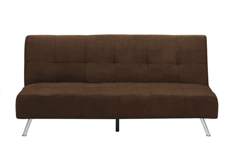 Puzzle Upholstered 68.9'' Sofa, Dark Chocolate Microfiber, Chrome