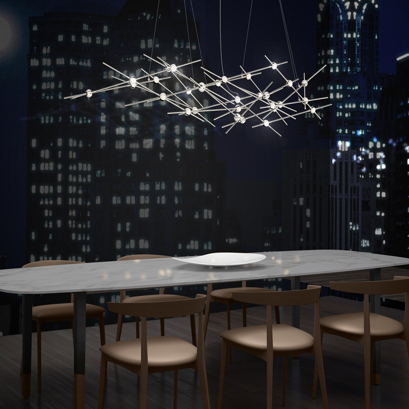 Ursa Major Satin Nickel 25-Light LED Geometric Chandelier