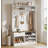 Hall Tree With Bench, Simple Style, White Embossed Wood Grain, 42.9x15.94x70.86 In-1911727504