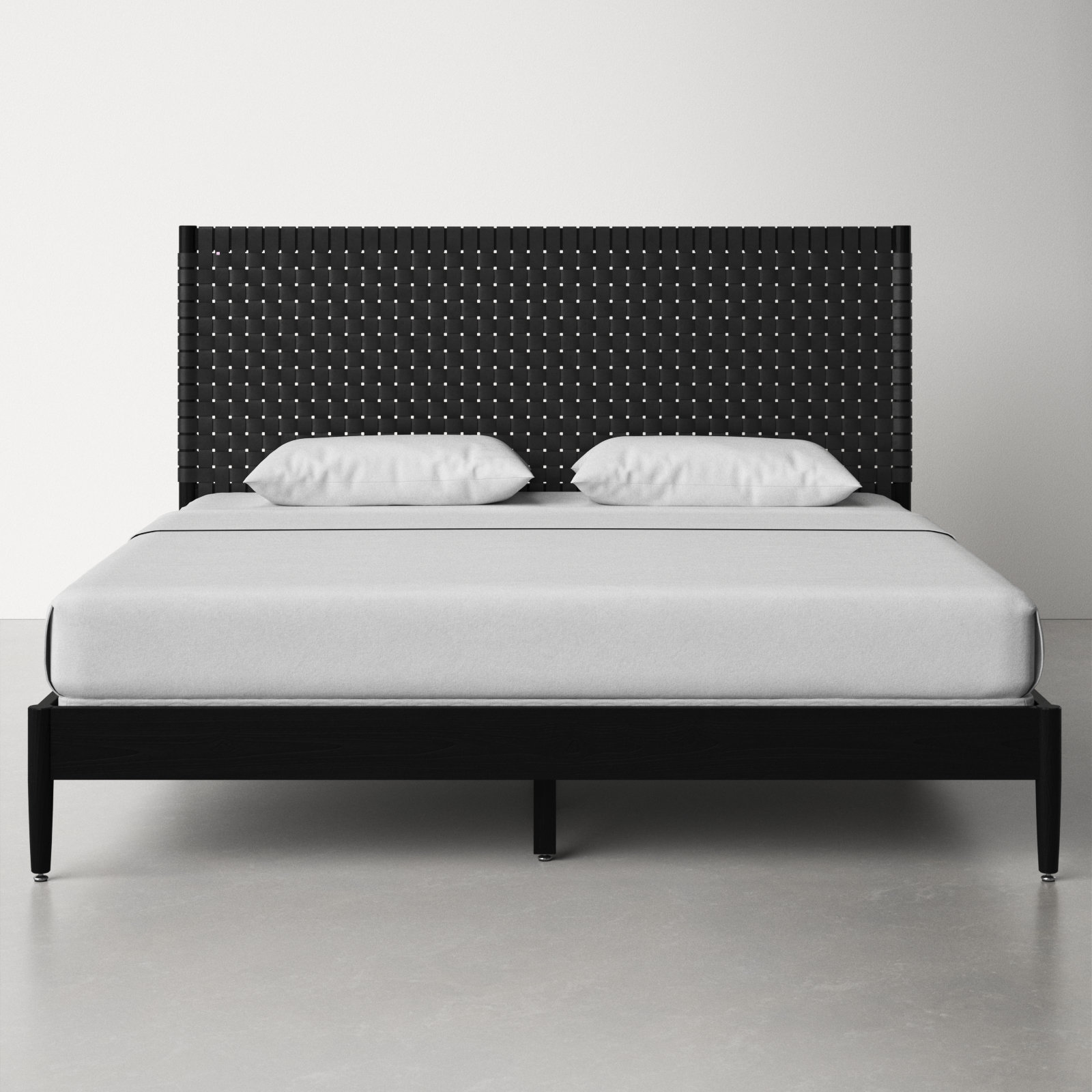 Tamita Genuine Leather and Oak Bed, King, Black