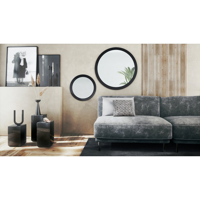 Alajandro Engineered Wood Flat Wall Mirror, Matt Black
