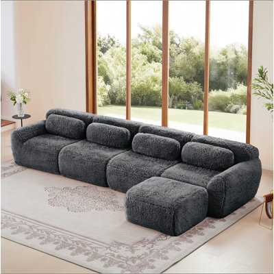 Tissu moelleux doux et moelleux en forme de L, canapés modulaires pour canapé modulaire, conception antidérapante en éponge haute densité 32D, connexion à boucle libre, aucun assemblage requis, pour les salons