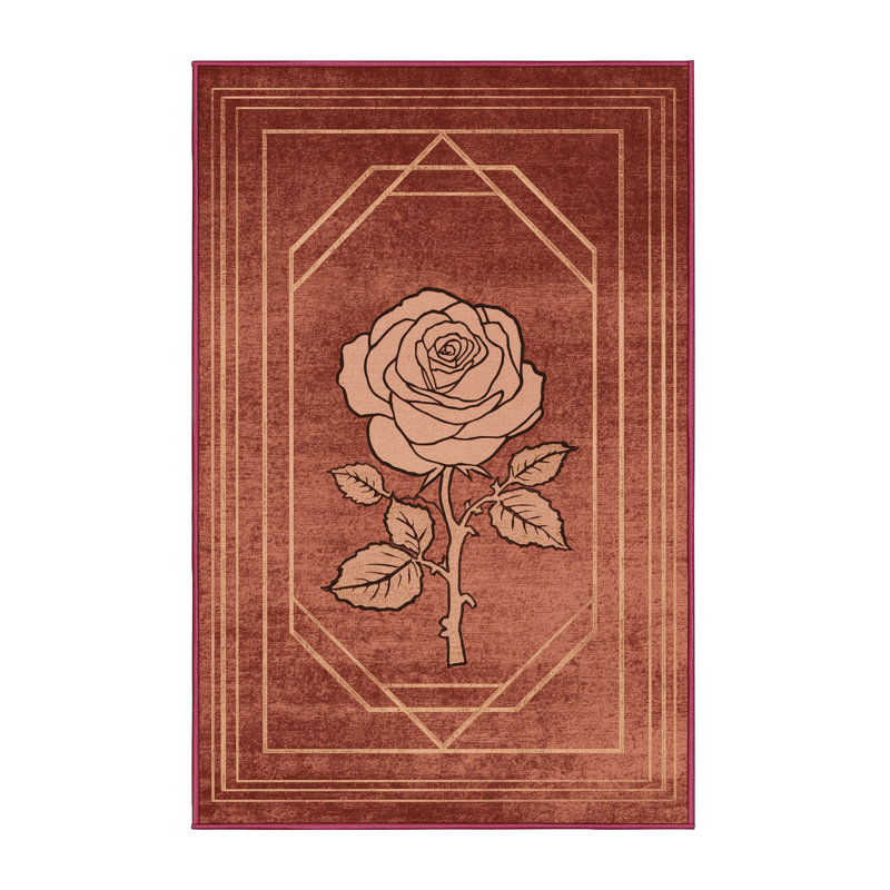 Soft Plush Findley Valentines Modern & Contemporary Abstract Area Rug in Pink – Rose Binding, 2x3