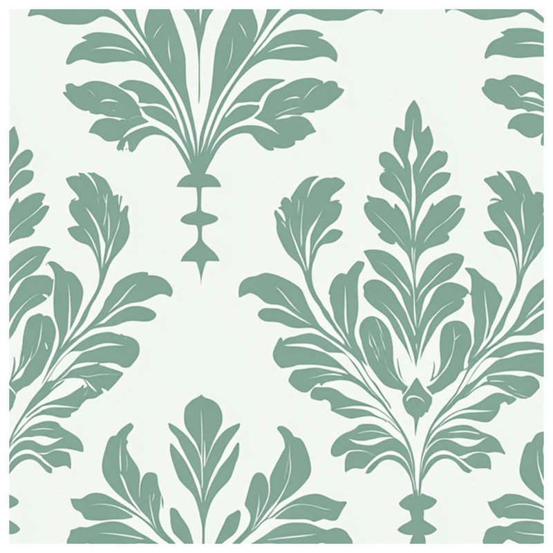 Green Leafy Damask Blankets, 50in W x 60in H