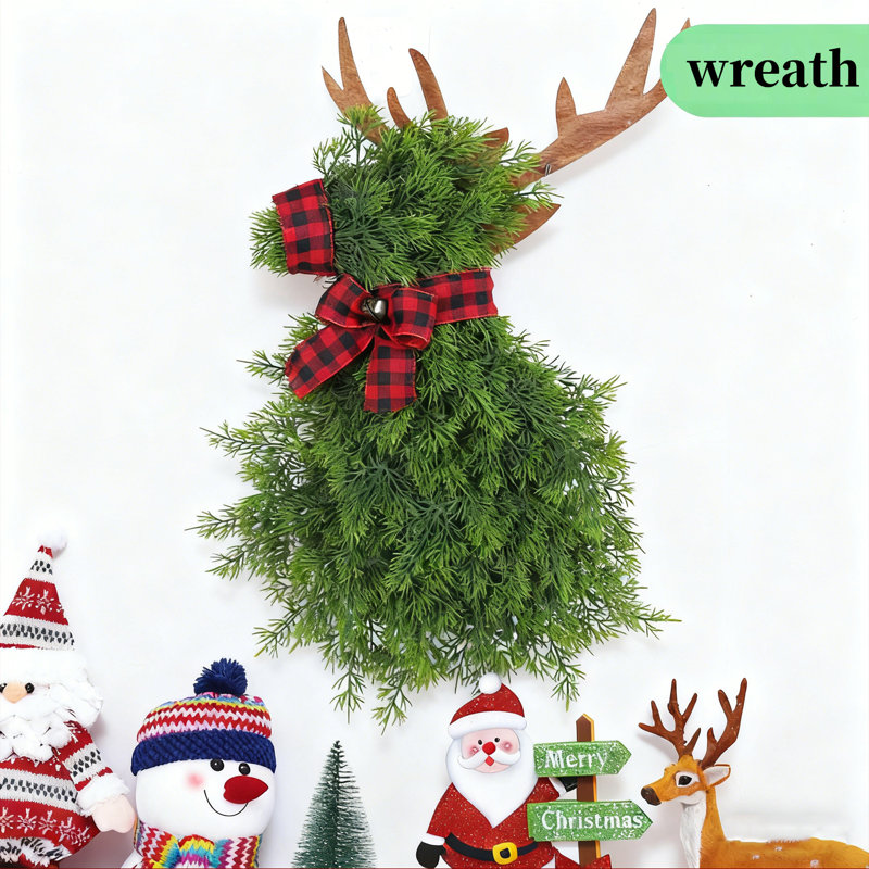 Couronne de wapiti en forme de pin, décoration de Noël, décoration de Noël, cadeaux de Noël