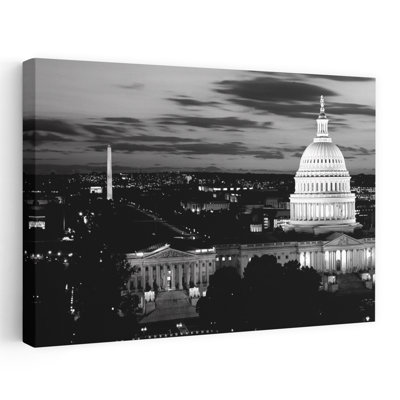 B W High Angle View Of A City Lit Up At Dusk Washington Dc Usa Abstract Contemporary Architecture City Art