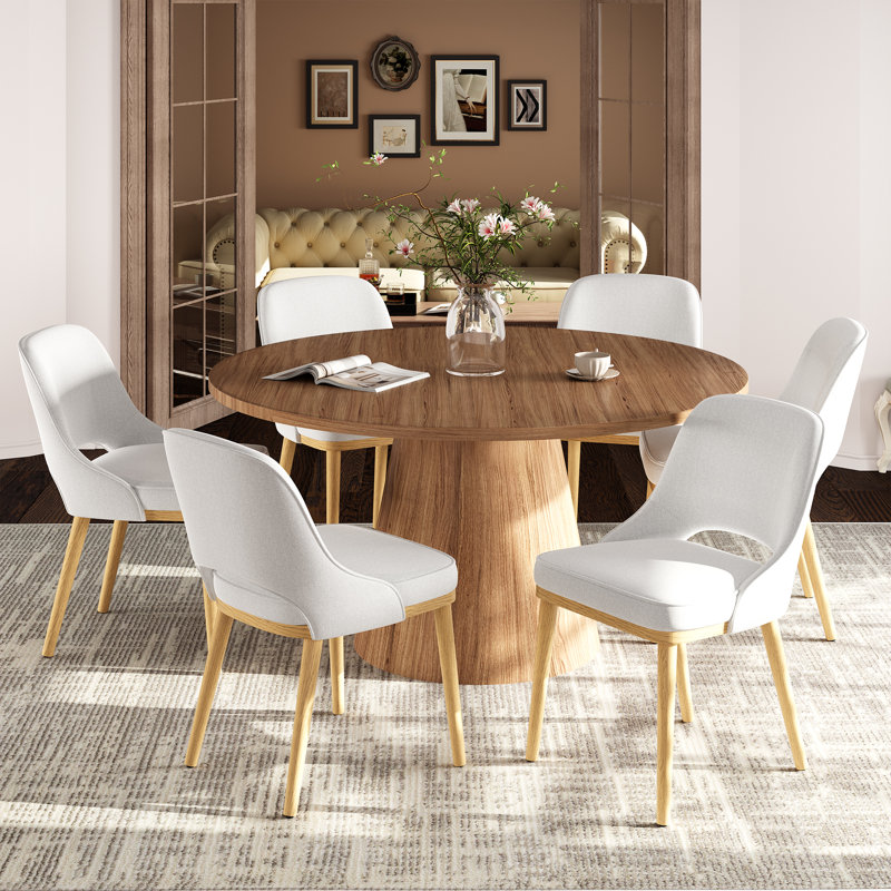 49cm H Fabric Upholstered Side Chair in Beige, Beige, 6