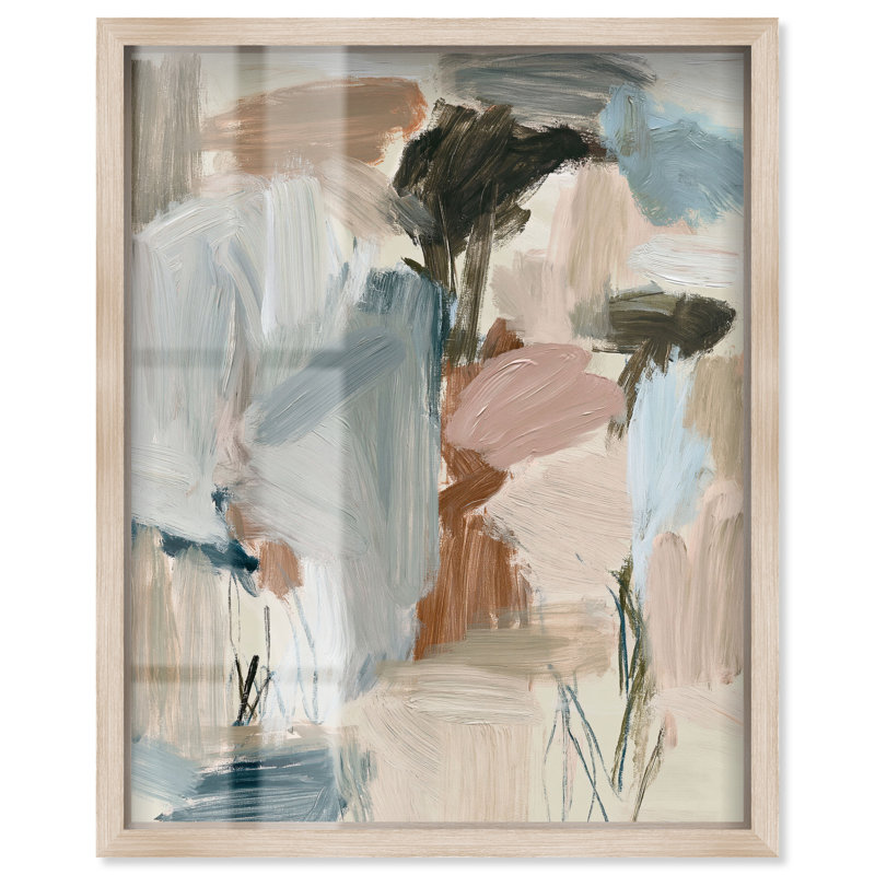 Décoration de salon texturée Hush I Shadowbox, H 20 po x l 16 po, Cadre en chêne naturel