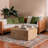 Ashanka Japandi Style Natural Woven Seagrass Coffee Table, 16.68" H X 35.64" W X 35.63" D