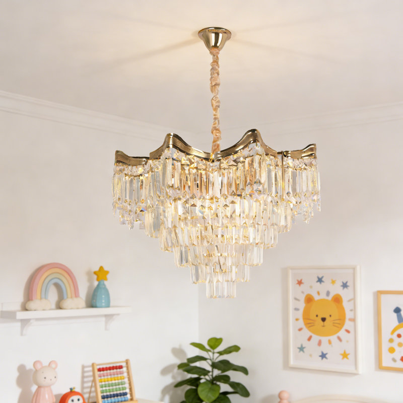 12-light Modern Tiered Crystal Chandelier With Bulbs