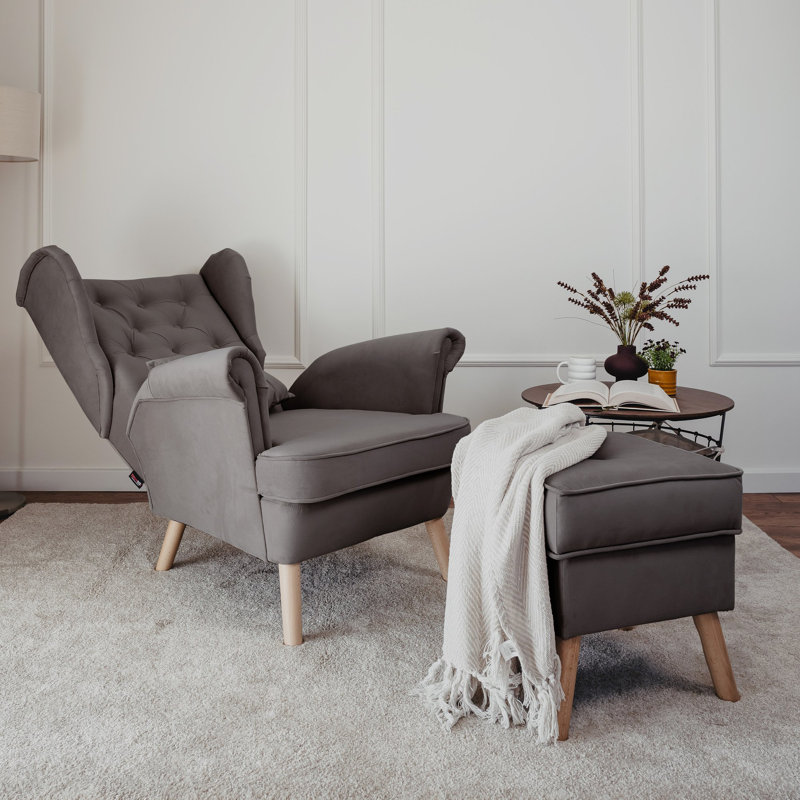 Upholstered Armchair, Grey