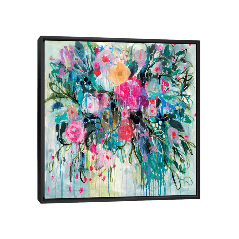 « nées botanique », impression sur toile, H 18 po x l 18 po x P 1,5 po, Toile avec cadre noir, Pas de tapis