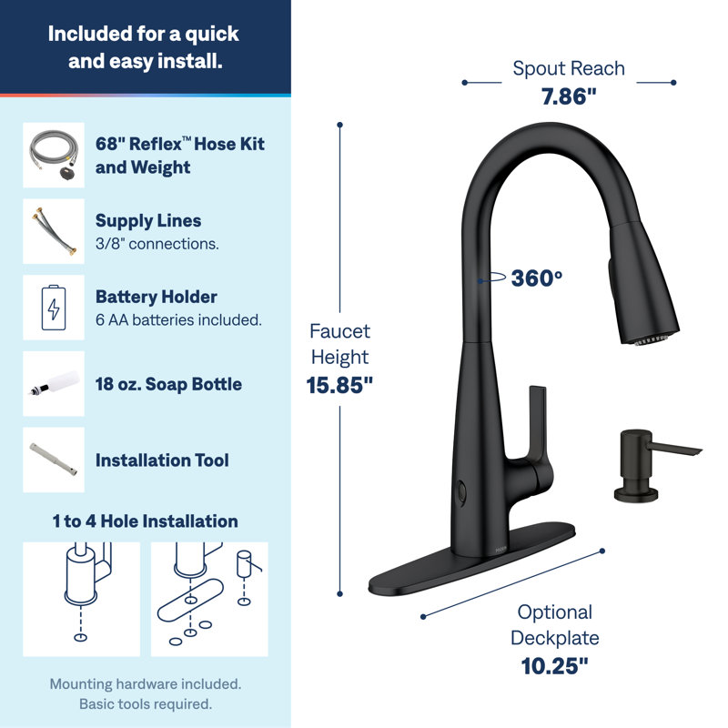 Haelyn Touchless Single-Handle Pulldown Sprayer Kitchen Faucet with MotionSense Wave and Power Clean, Matte Black 1