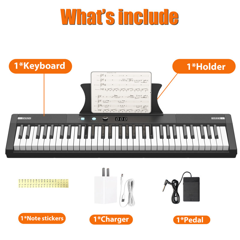 61 Key Keyboard Piano, with Pedal, Portable Electric Keyboard Teaching, 40.9" x 15.4" x 9.4"
