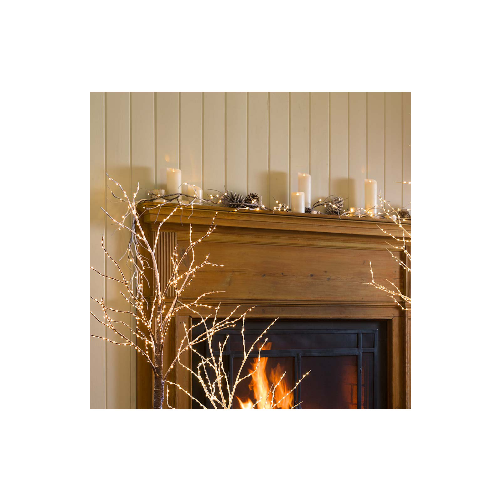 60'' in. Lighted Faux Birch Garland
