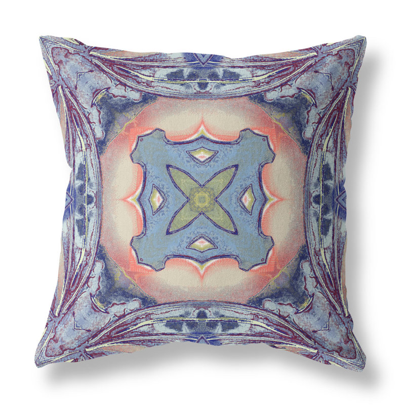 Coussin intérieur pastel zippé Pastel, 18" x 18", Bleu ciel / indigo / pêche pâle, Faux suède