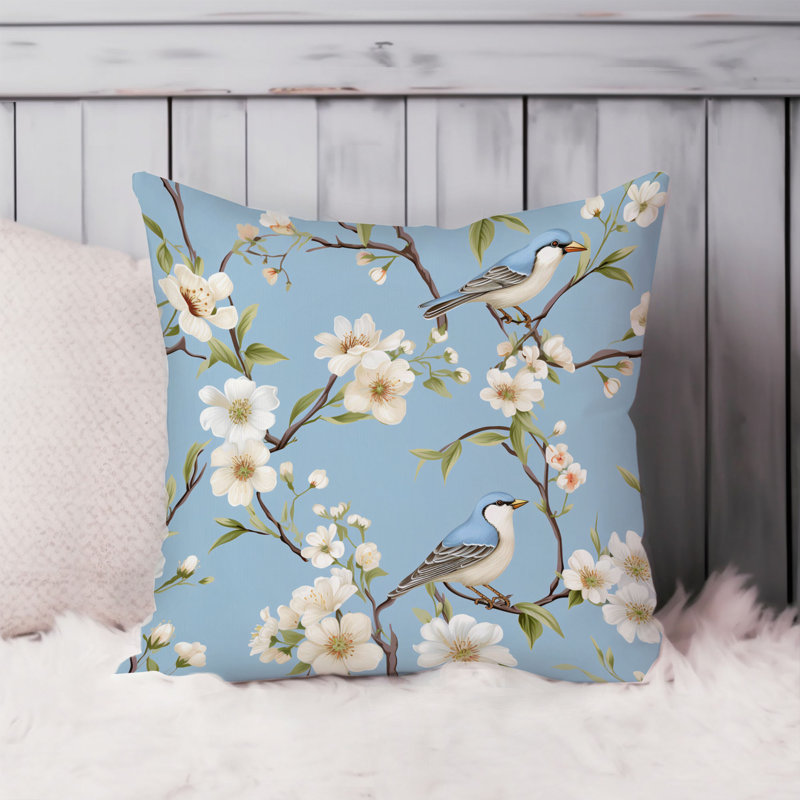 Animals Chinoiserie Birds Pattern - XI Asian Throw Pillow Cover, 18x18