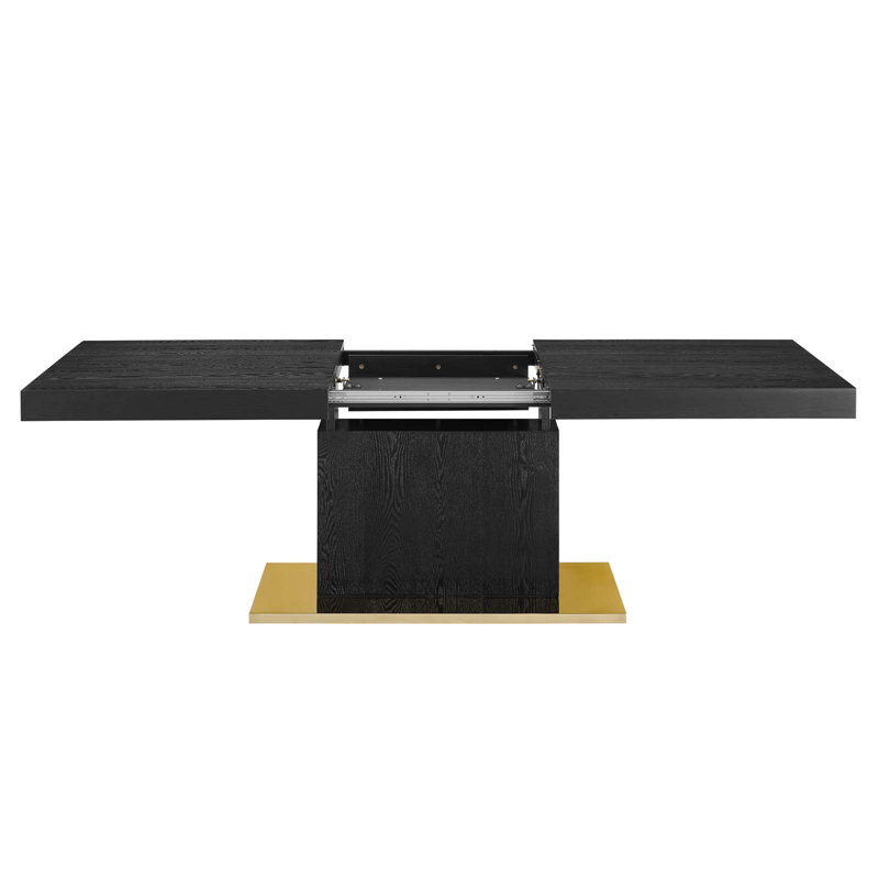 Vector Expandable Dining Table, Black/Gold, Black