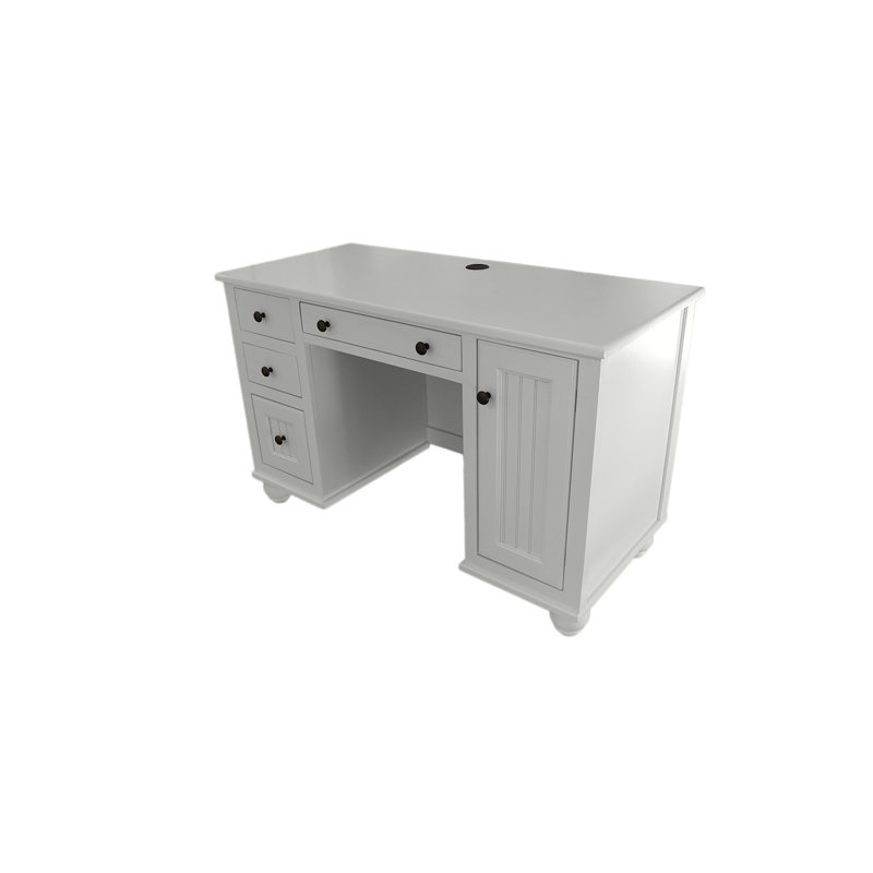 Breeaunna Solid Wood Executive Desk, Bright White