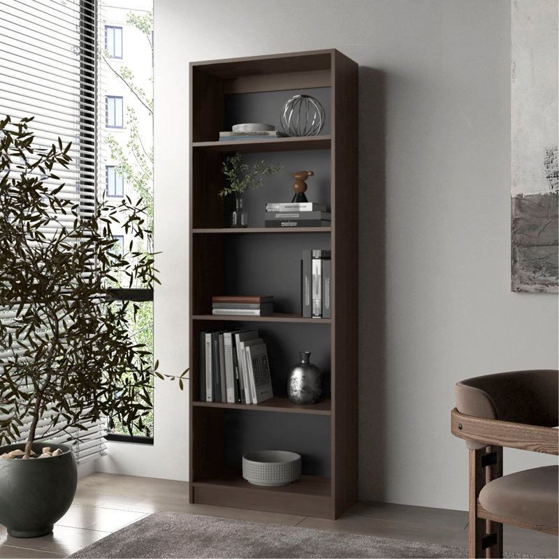 Bibliothèque avec rangement ouvert et 5 tablettes, H 71 po x l 24,7 po x P 11,8 po