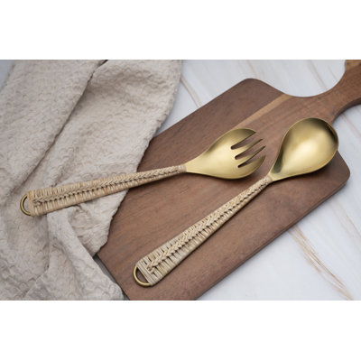 Couverts à salade en laiton avec boîte-cadeau