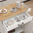Kitchen Island Rolling Trolley Cart With Adjustable Shelves & Towel Rack & Seasoning Rack Rubber Wood Table Top-White