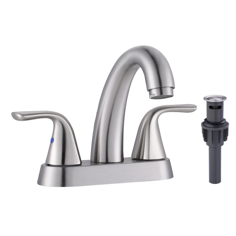 Centerset 2-handle Bathroom Faucet with Drain Assembly, Brushed Nickel