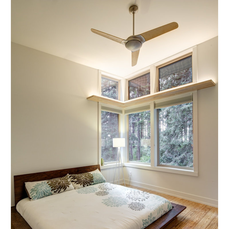 Downrod Ceiling Fan, Bamboo, Handheld Remote Control (2-wire), Matte Nickel