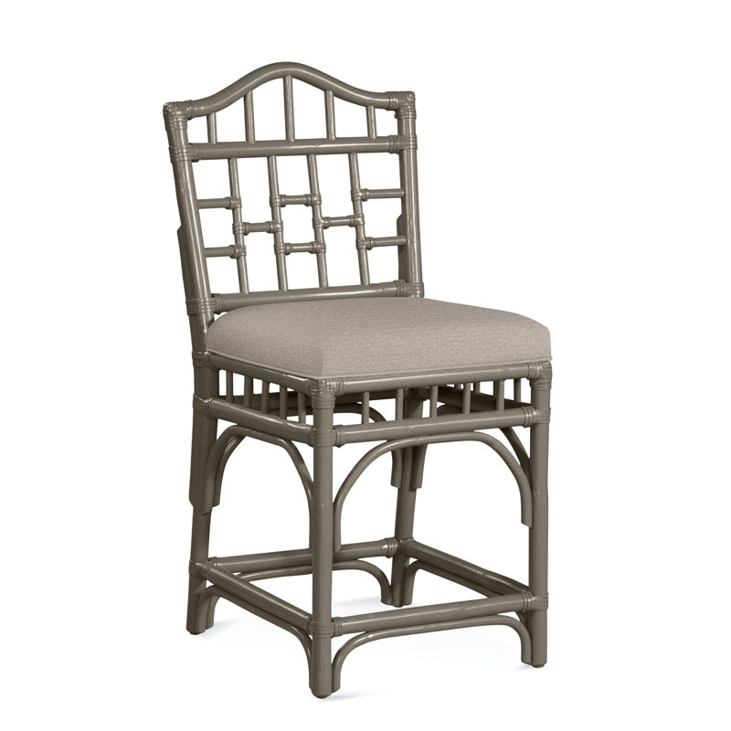 Chippendale Upholstered Stool, Beige Performance Fabric; 0851-73, Hazel
