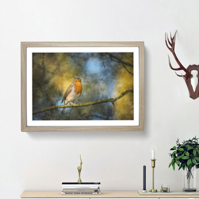 Robin Bird in a Tree - Picture Frame Painting Print on MDF