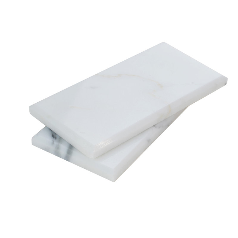 3" X 6" Beveled Marble Subway Tile, White