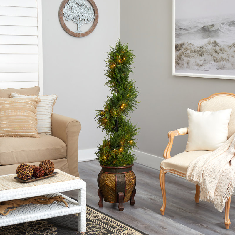 4,5 pi Arbre artificiel en spirale avec 80 lumières DEL claires résistantes aux rayons UV (intérieur / extérieur)