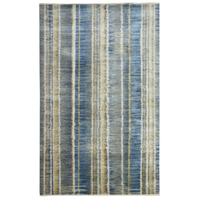 Striped Area Rug in Navy/Copper/GrayIvory