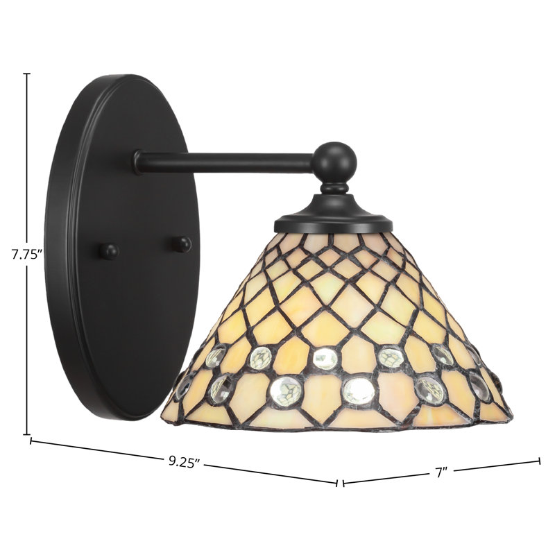 Blanka Wall Sconce Shown In Matte Black Finish With 7" Starlight Art Glass