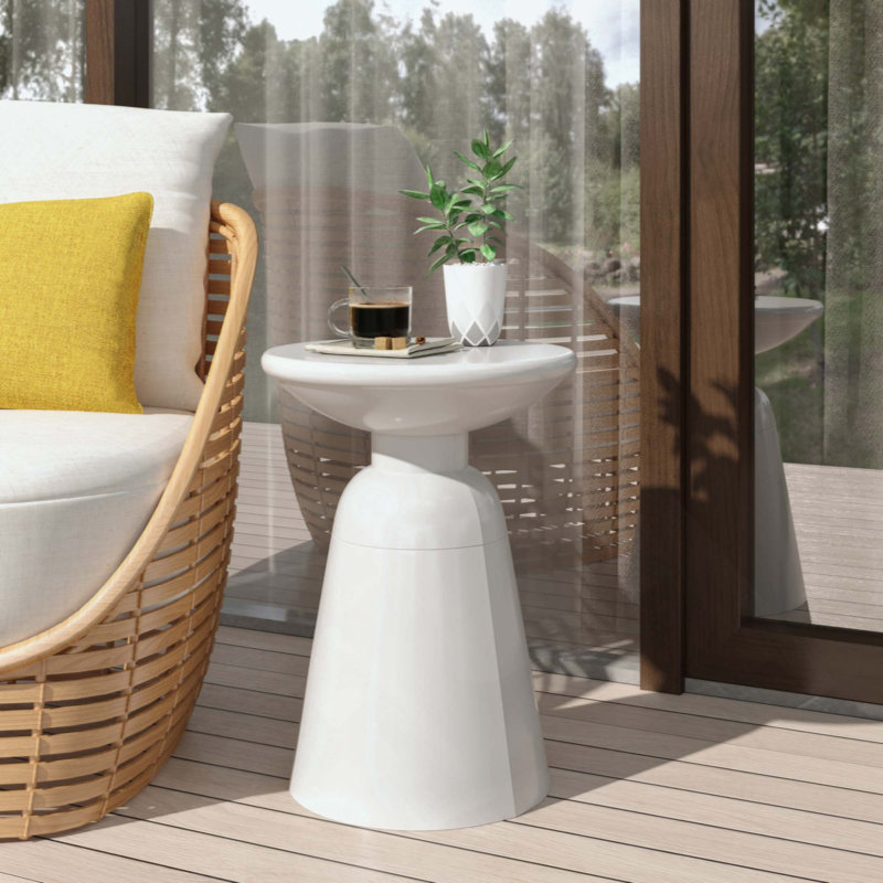 Table de bout d'extérieur en métal - Grand, Blanc