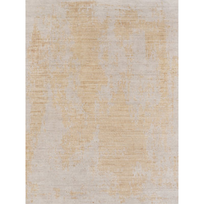Tapis beige et doré de haute qualité noué à la main