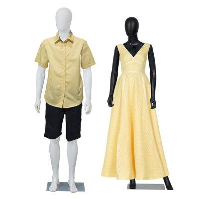 Kinfant White Male and Black Female Mannequin Set- Full Body Male and Female Detachable Mannequin, 2 Pieces Adjustable Mannequins with Stand for Clothing Shops, Clothing Design