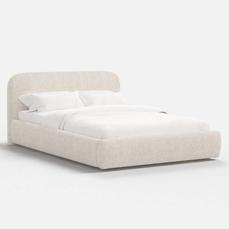 Daphne Platform Bed, Plush Boucle Ivory, Full