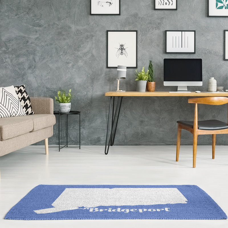 Tapis bleu bridgeport connecticut, Rectangle 5 pi x 7 pi, Oui