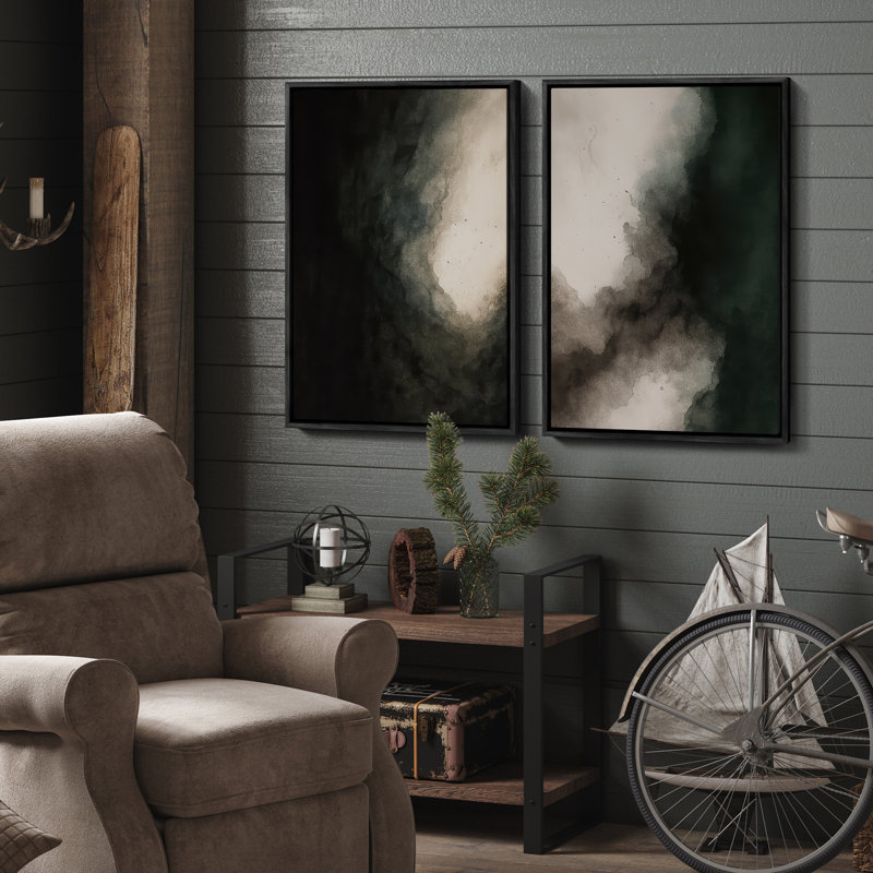 Art mural encadré, rétro, antique, classique pour chambre à coucher - 16 po x 24 po x 2 panneaux, H 24 po x l 16 po, Noir