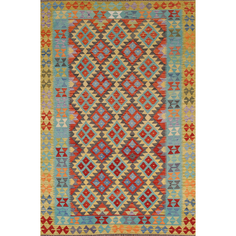 Reversible Wool Kilim Oriental Area Rug 6x8