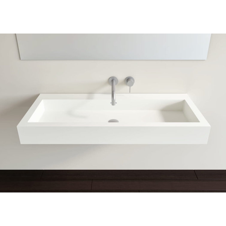 Badeloft Classic 18.8'' Stone Resin Rectangular Bathroom Sink with Overflow