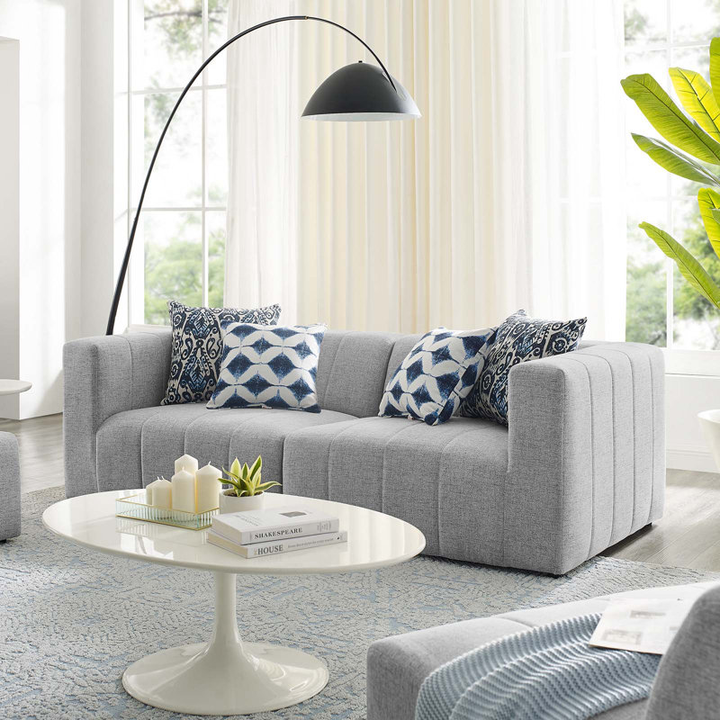 Modway Bartlett Upholstered Fabric 2-Piece Loveseat, Light Gray Velvet