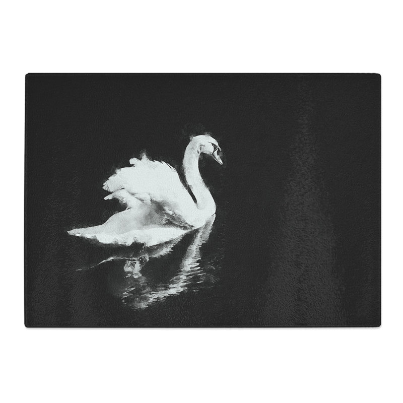 Tempered Glass Swan Chopping Board, 20 cm x 28.5 cm