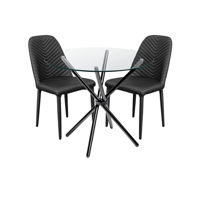 3 - Piece Criss Cross Dining Set, Black, Black