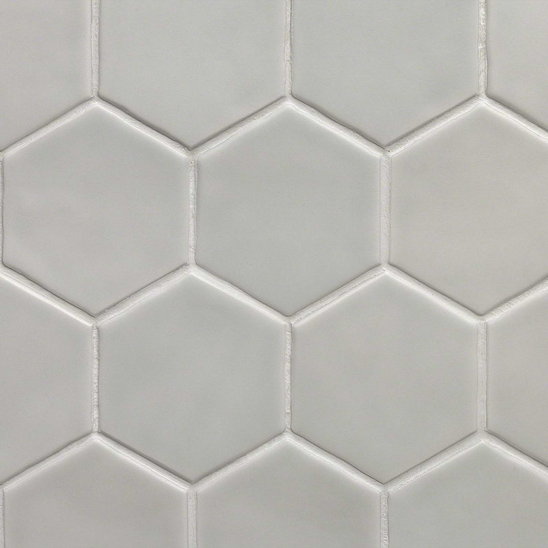 Meadowmere 3" Hexagon Matte Ceramic Tile, Cement Gray