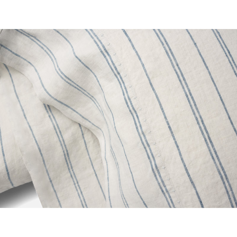 Organic Relaxed Linen Pillowcase, King Pillowcase, Fog Chambray Indigo Stripe