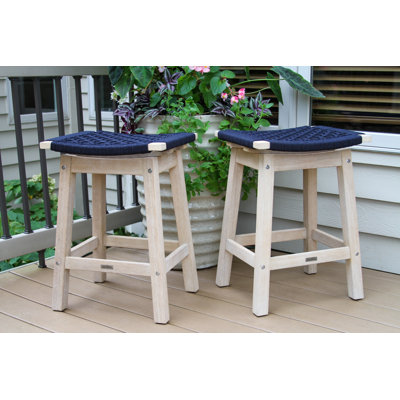 Antique Wash Eucalyptus & Blue Rope Counter Height Stool