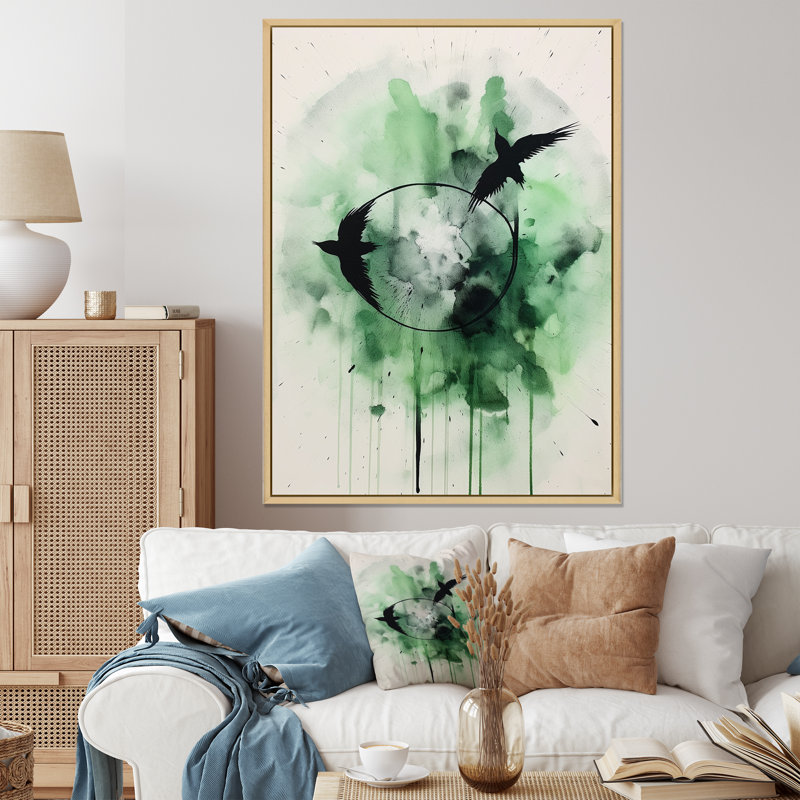 Mystic Ravens II - imprimé, 32" H x 16" W, Cadre naturel flottant